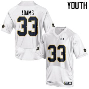 Notre Dame Fighting Irish Youth Josh Adams #33 White Under Armour Authentic Stitched College NCAA Football Jersey EQD3899DW